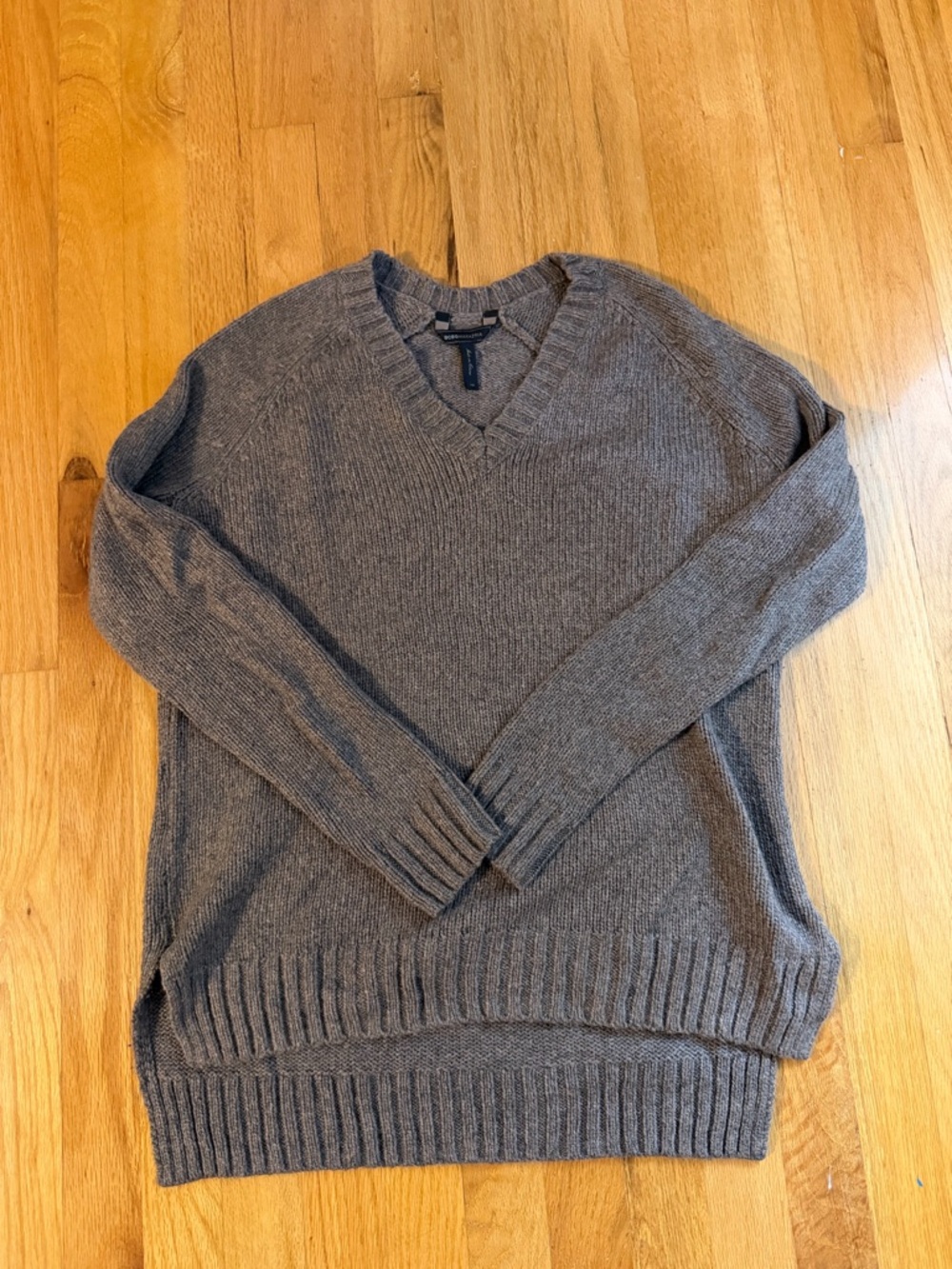 BCBGMaxAzria Men's V-Neck Sweater in Brownish/Gray